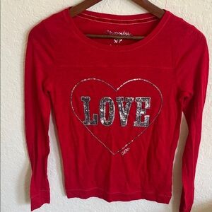 Aeropostale Red Long Sleeve Shirt Tee with Heart Design
